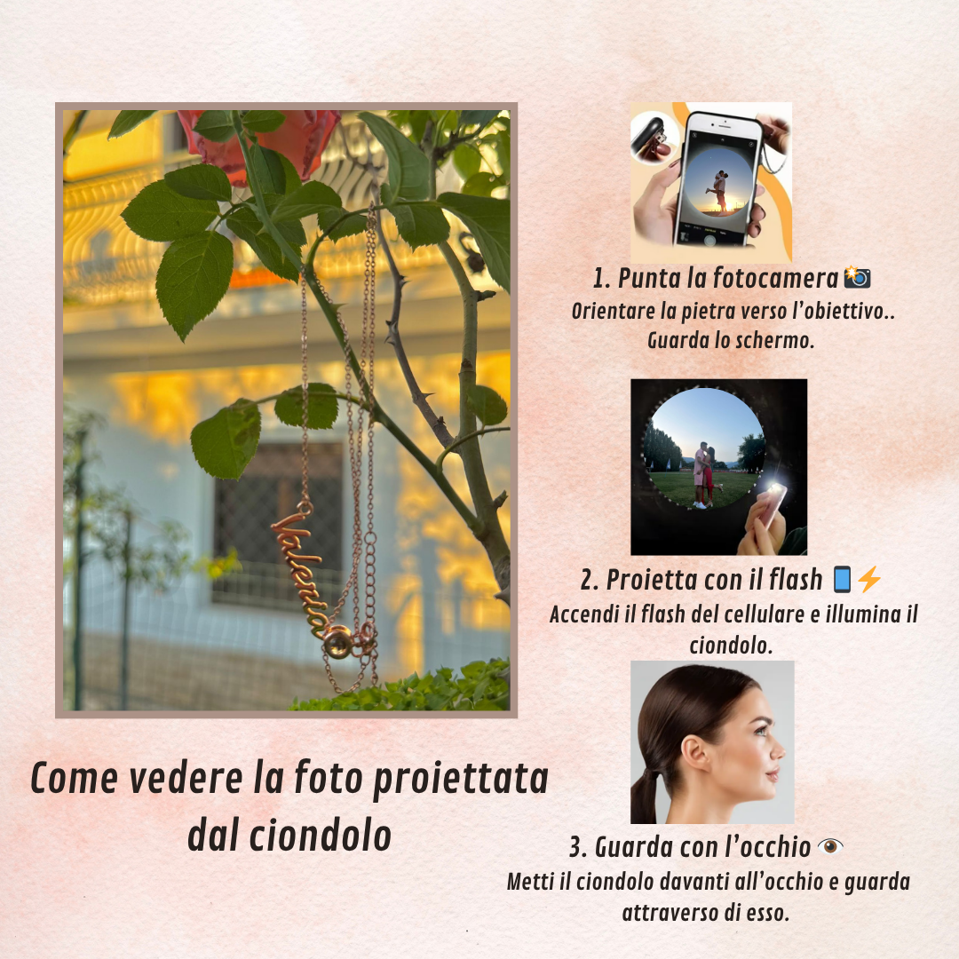 Collana con Nome Inciso e Proiezione Magica della Tua Foto.