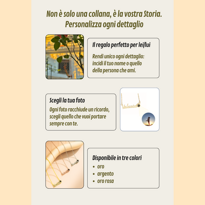Collana con Nome Inciso e Proiezione Magica della Tua Foto.